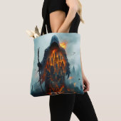 Fantasy Schattige Wizard Fire City Tote Bag (Dichtbij)