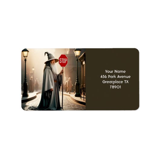 Fantasy Schattige Wizard Sign Stop Etiket (Voorkant)