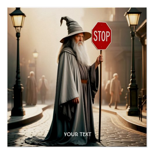 Fantasy Schattige Wizard Sign Stop Perfect Poster (Voorkant)