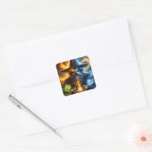 Fantasy Schattige Wizard Spells Pet Vierkante Sticker (Envelop)