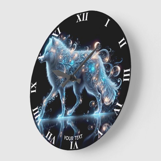Fantasy Schattige Wolf Blue Reflection Grote Klok (Hoek)