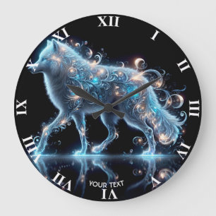 Fantasy Schattige Wolf Blue Reflection Grote Klok