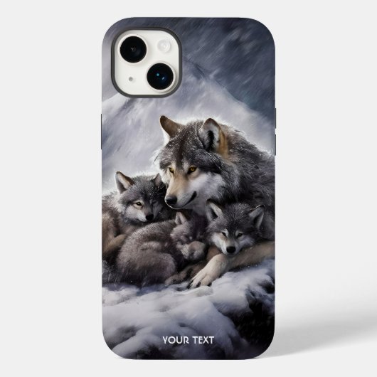 Fantasy Schattige Wolf Family Winter Case-Mate iPhone Case (Achterkant)