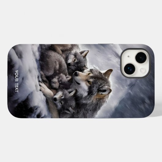 Fantasy Schattige Wolf Family Winter Case-Mate iPhone Case (Achterkant (horizontaal))