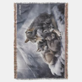 Fantasy Schattige Wolf Family Winter Deken (Voorkant Verticaal)