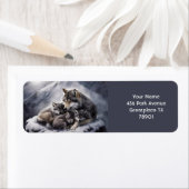 Fantasy Schattige Wolf Family Winter Etiket (Insitu)