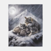 Fantasy Schattige Wolf Family Winter Fleece Deken (Voorkant)