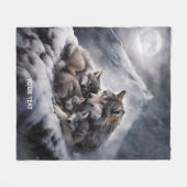 Fantasy Schattige Wolf Family Winter Fleece Deken (Voorkant (Horizontaal))
