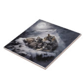 Fantasy Schattige Wolf Family Winter Tegeltje (Zijkant)