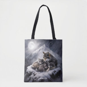 Fantasy Schattige Wolf Family Winter Tote Bag