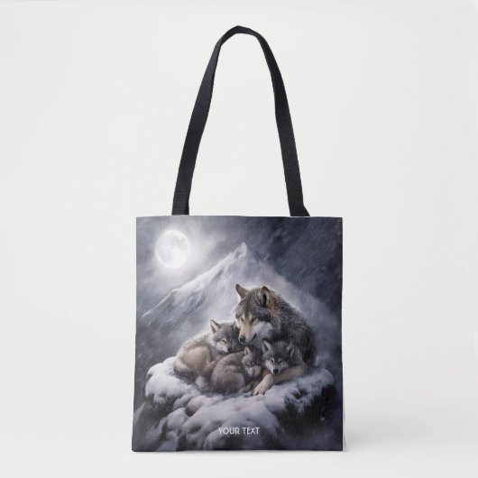 Fantasy Schattige Wolf Family Winter Tote Bag (Voorkant)