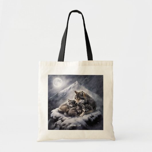 Fantasy Schattige Wolf Family Winter Tote Bag (Voorkant)