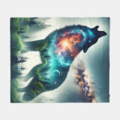 Fantasy Schattige Wolf Forest Space Fleece Deken (Voorkant (Horizontaal))