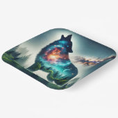 Fantasy Schattige Wolf Forest Space Papieren Bordje (Gebogen)