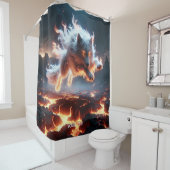 Fantasy Schattige Wolf Lava Fire Douchegordijn (In situ)