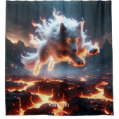 Fantasy Schattige Wolf Lava Fire Douchegordijn (Voorkant)
