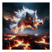 Fantasy Schattige Wolf Lava Fire Perfect Poster (Voorkant)