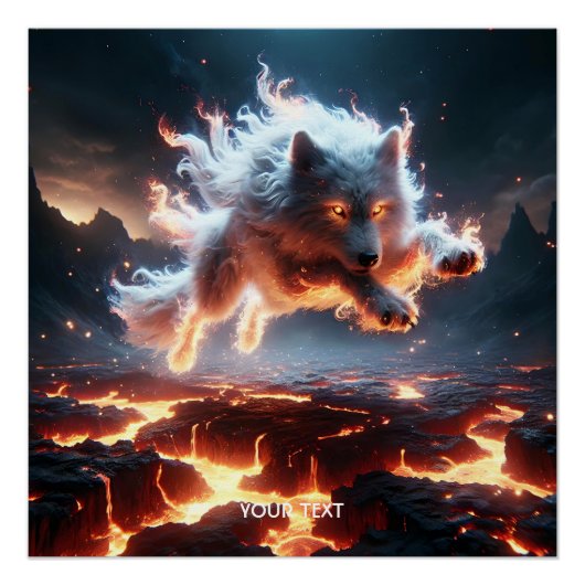 Fantasy Schattige Wolf Lava Fire Perfect Poster (Voorkant)
