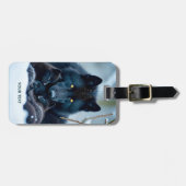 Fantasy Schattige Wolf Twee Pups Bagagelabel (Voorkant horizontaal)