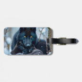 Fantasy Schattige Wolf Twee Pups Bagagelabel (Achterkant horizontaal)