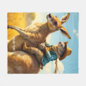 Fantasy Schattige Wombat Kangaroo Koala Fleece Deken (Voorkant (Horizontaal))