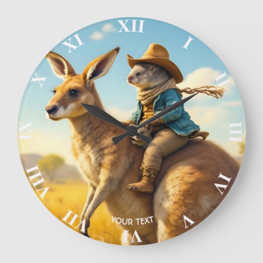 Fantasy Schattige Wombat Kangaroo Koala Grote Klok (Voorkant)