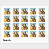 Fantasy Schattige Wombat Kangaroo Koala Vierkante Sticker (Vel)
