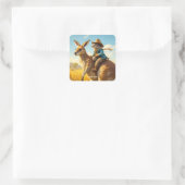 Fantasy Schattige Wombat Kangaroo Koala Vierkante Sticker (Tas)
