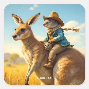 Fantasy Schattige Wombat Kangaroo Koala Vierkante Sticker