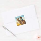 Fantasy Schattige Wombat Kangaroo Koala Vierkante Sticker (Envelop)