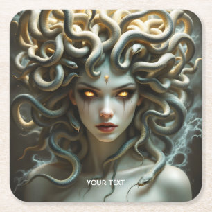 Fantasy Schattige Yellow Eyes Snakes Kartonnen Onderzetters