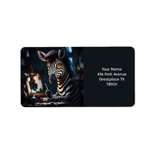 Fantasy Schattige Zebra Gezicht Schilderen Etiket (Voorkant)