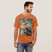 Fantasy Schattige Zee Vogelboot T-shirt (Voorkant volledig)