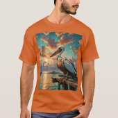 Fantasy Schattige Zee Vogelboot T-shirt (Voorkant)