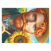 Fantasy Schattige Zonnebloem Van Gogh Tafelkleed (Voorkant (Horizontaal))