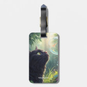 Fantasy Schattige Zwarte Kat Bos Bagagelabel (Achterkant verticaal)
