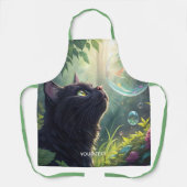 Fantasy Schattige Zwarte Kat Bos Schort (Voorkant)