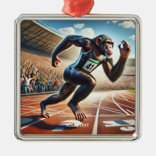 Fantasy Schattigee Aap Atleet Hardlopen Metalen Ornament
