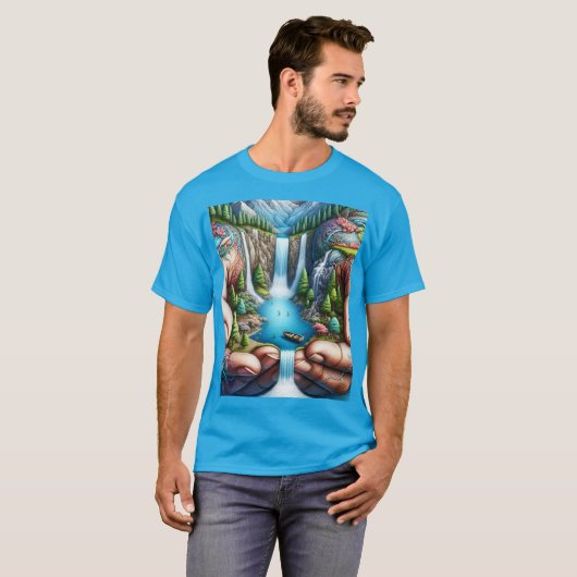 Fantasy Schattigee aarde handen waterval T-shirt (Voorkant volledig)