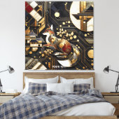 Fantasy Schattigee Abstracte Fox Art Canvas Afdruk (Insitu (Slaapkamer))