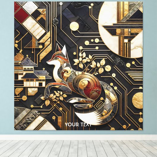 Fantasy Schattigee Abstracte Fox Art Canvas Afdruk (Insitu (Houten vloer))