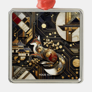 Fantasy Schattigee Abstracte Fox Art Metalen Ornament