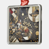 Fantasy Schattigee Abstracte Fox Art Metalen Ornament (Links)