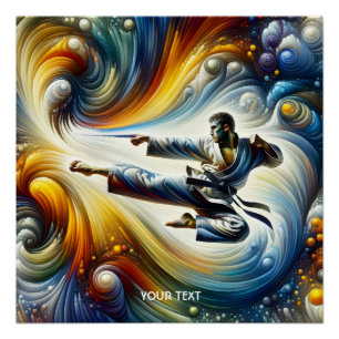Fantasy Schattigee Abstracte Karate Tekening Perfect Poster