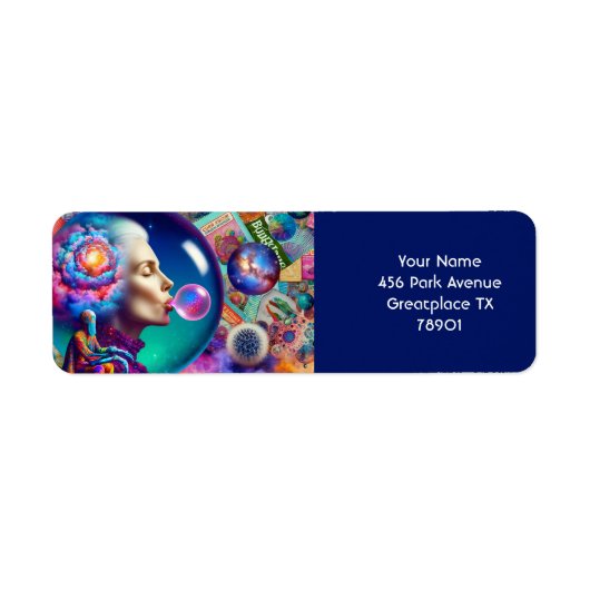 Fantasy Schattigee Abstracte Lady Collage Etiket (Voorkant)