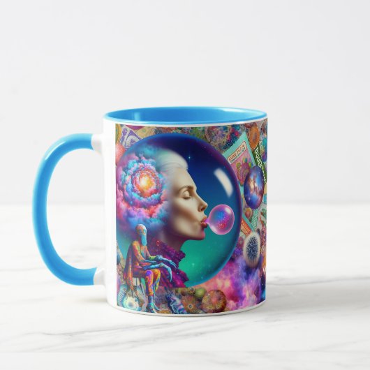 Fantasy Schattigee Abstracte Lady Collage Mok (Links)