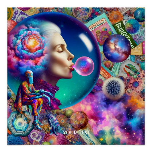 Fantasy Schattigee Abstracte Lady Collage Perfect Poster (Voorkant)