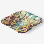 Fantasy Schattigee Abstracte Muziek Stad Papieren Bordje (Gebogen)