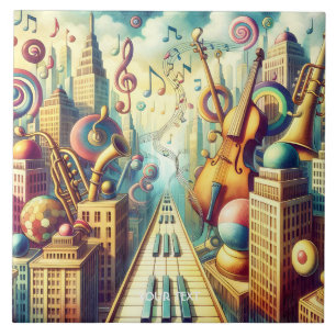 Fantasy Schattigee Abstracte Muziek Stad Tegeltje
