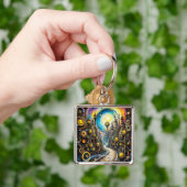 Fantasy Schattigee Abstracte Steampunk City Sleutelhanger (Hand)